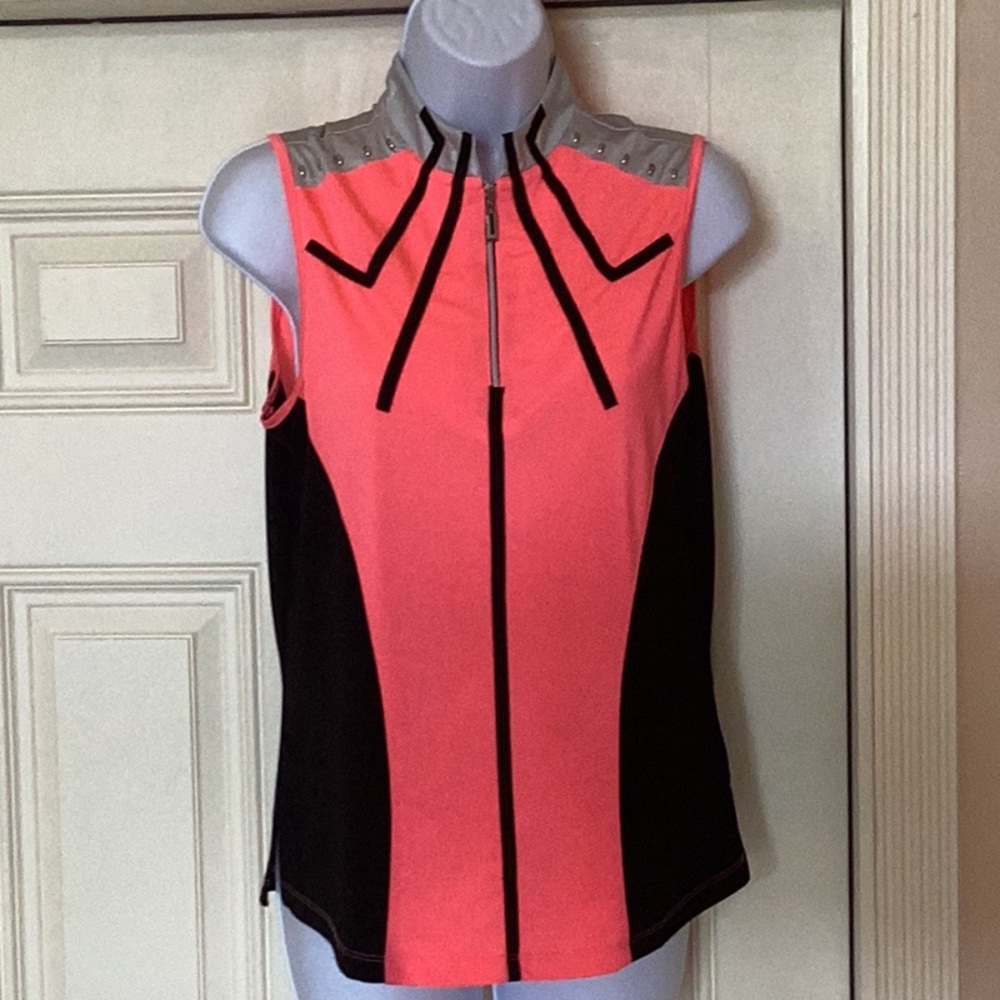 Jamie Sadock Pink and Black Fitted Graphic Tank Top